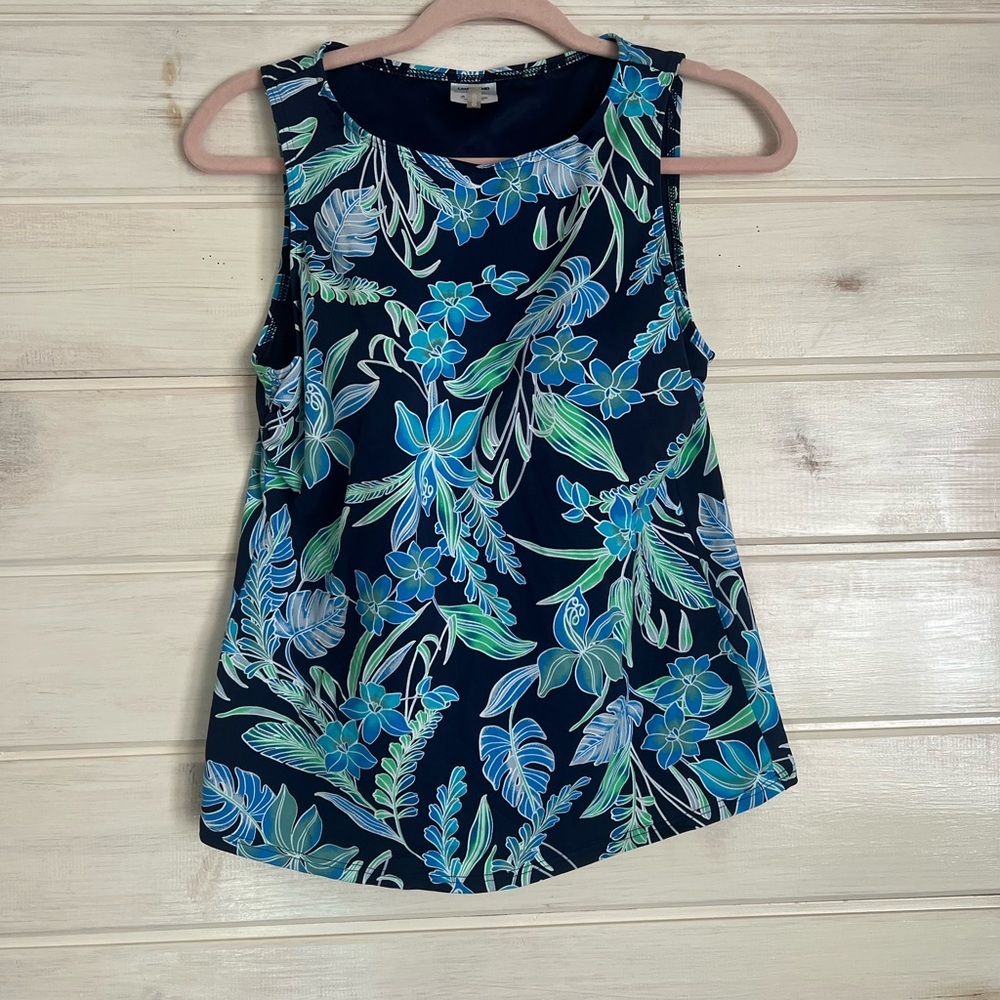 Lands End High Chest Takini Top Size 8 SPF 50 Tropical Palms Beach Waterpark